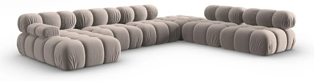 Világosbarna bársony moduláris sarokkanapé (jobb oldali-U alakú) Bellis – Micadoni