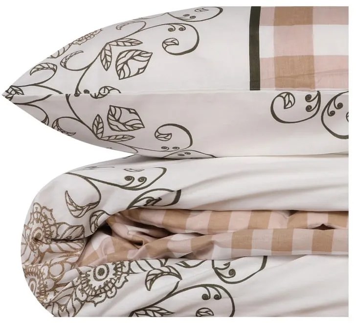 Fehér-rózsaszín egyszemélyes renforcé pamut ágyneműhuzat 140x200 cm Nazenin – Mijolnir