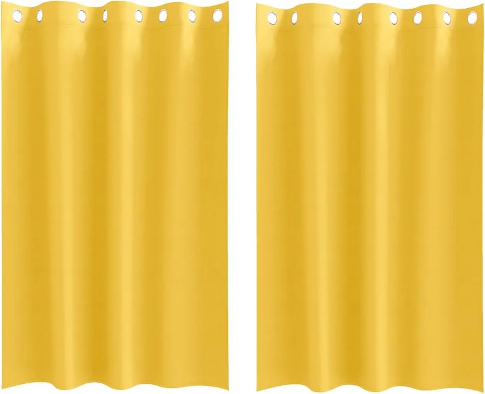 vidaXL Fekete Függöny Gyűrűkkel 2 pcs Mustár sárga 175 x 140 cm