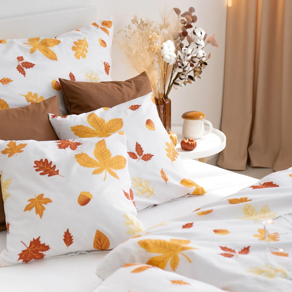 Goldea pamut ágyneműhuzat - őszi levelek 200 x 200 és 2db 70 x 90 cm