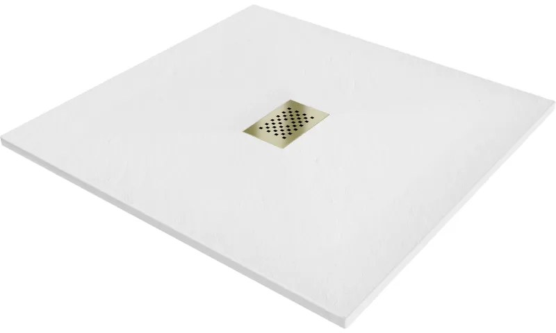 Mexen Hugo négyzet alakú SMC 100 x 100 cm, fehér, arany takaró - 42101010-G