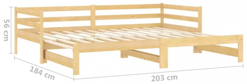 tömör fenyőfa kihúzható kanapéágy 2 x (90 x 200) cm