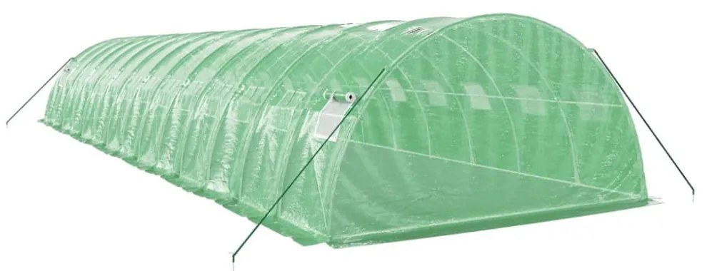zöld acélvázas melegház 56 m² 14 x 4 x 2 m
