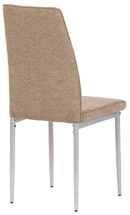 Scaun din material textil maro cu picioare din metal gri DCL-379