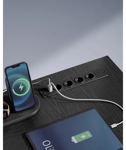 SOLEA-X háttérvilágításos íróasztal barna/fekete