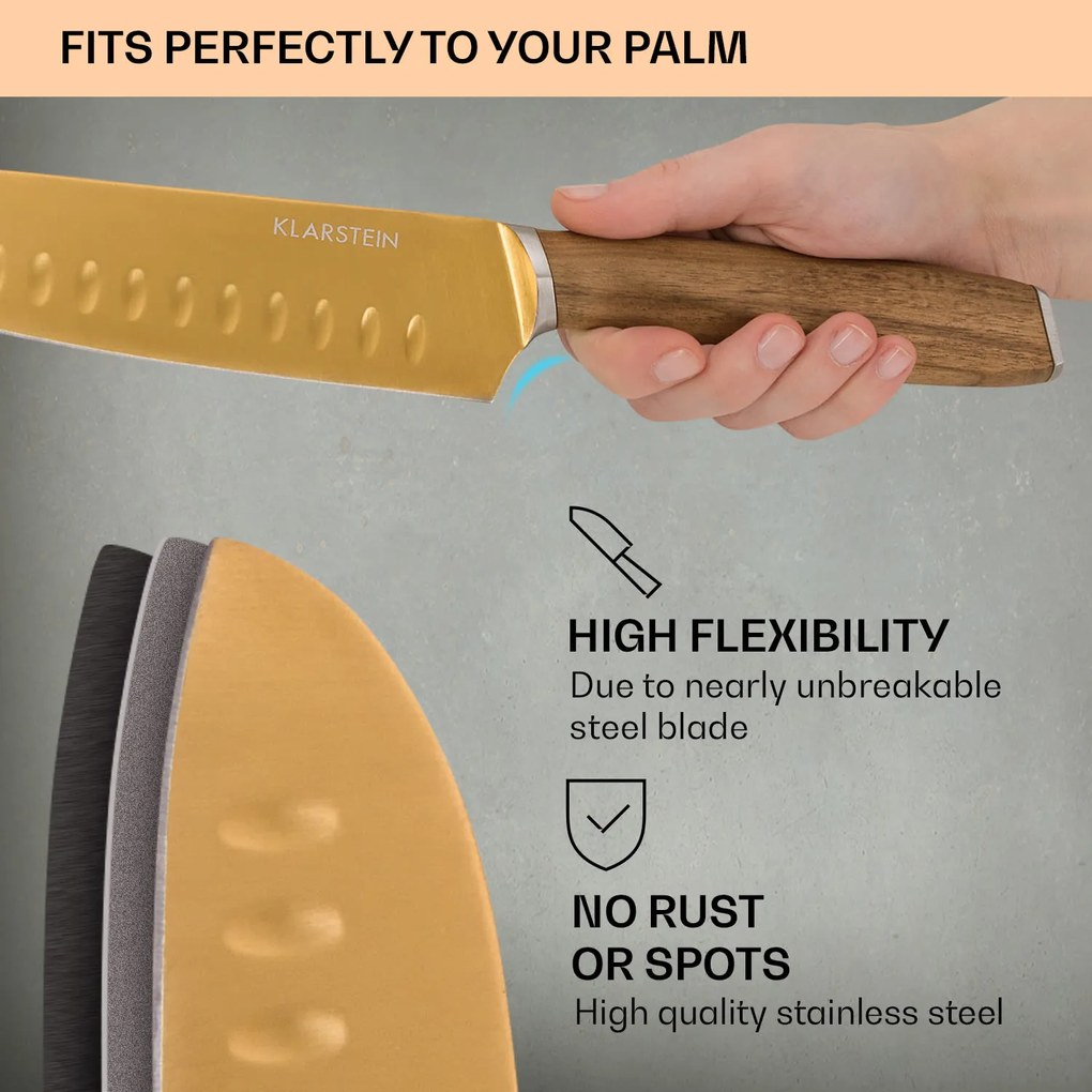 Klarstein Kazuno, késkészlet, 7 darabos, mágneses tömb, PVD, titánium felület