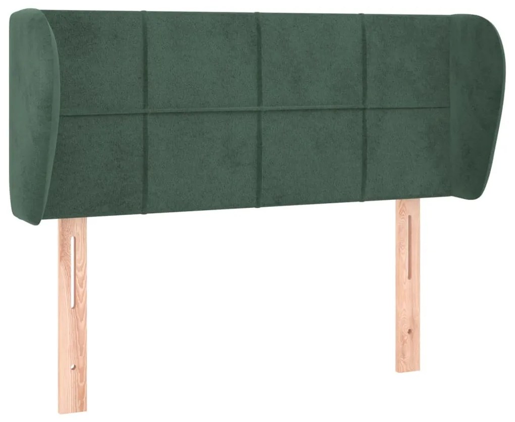 sötétzöld bársony fejtámla szárnyakkal 93x23x78/88 cm