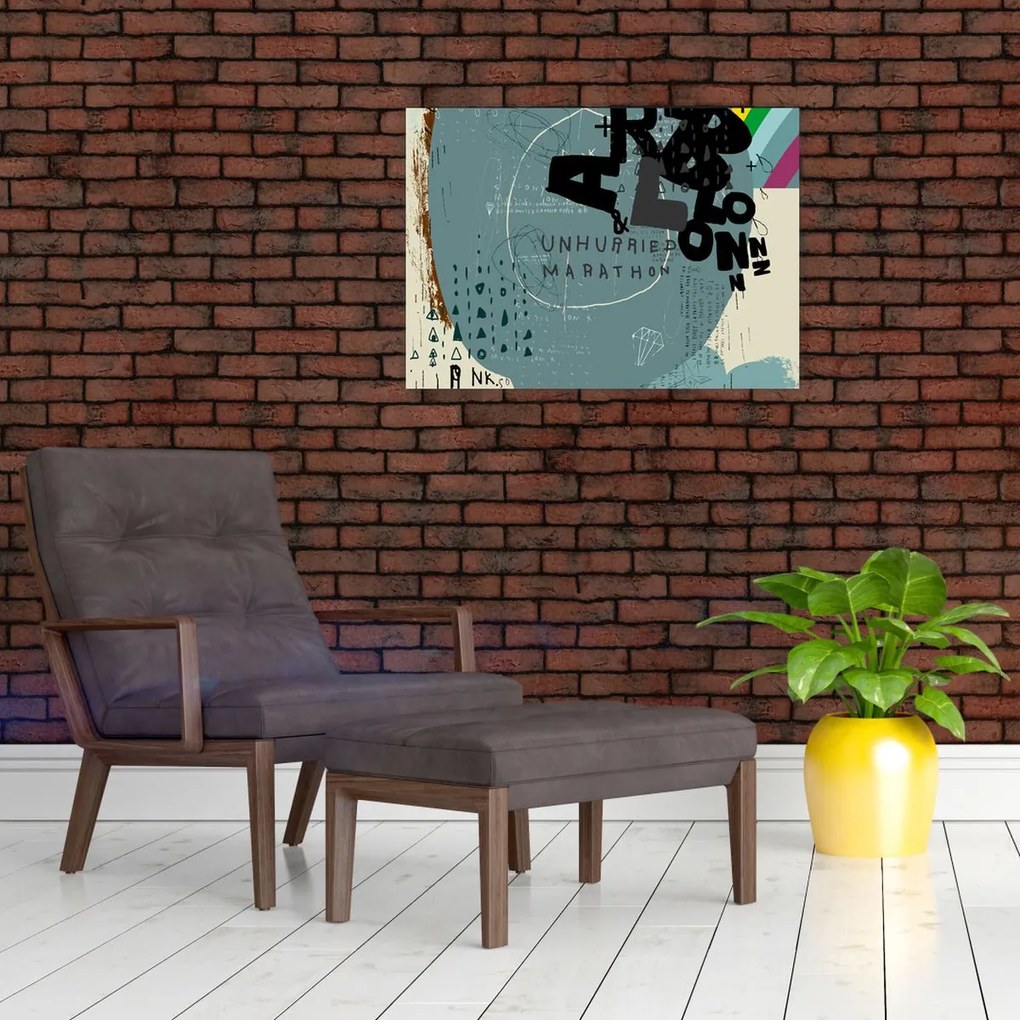 Üveg kép - Repülő léggömb szivárvánnyal (70x50 cm)