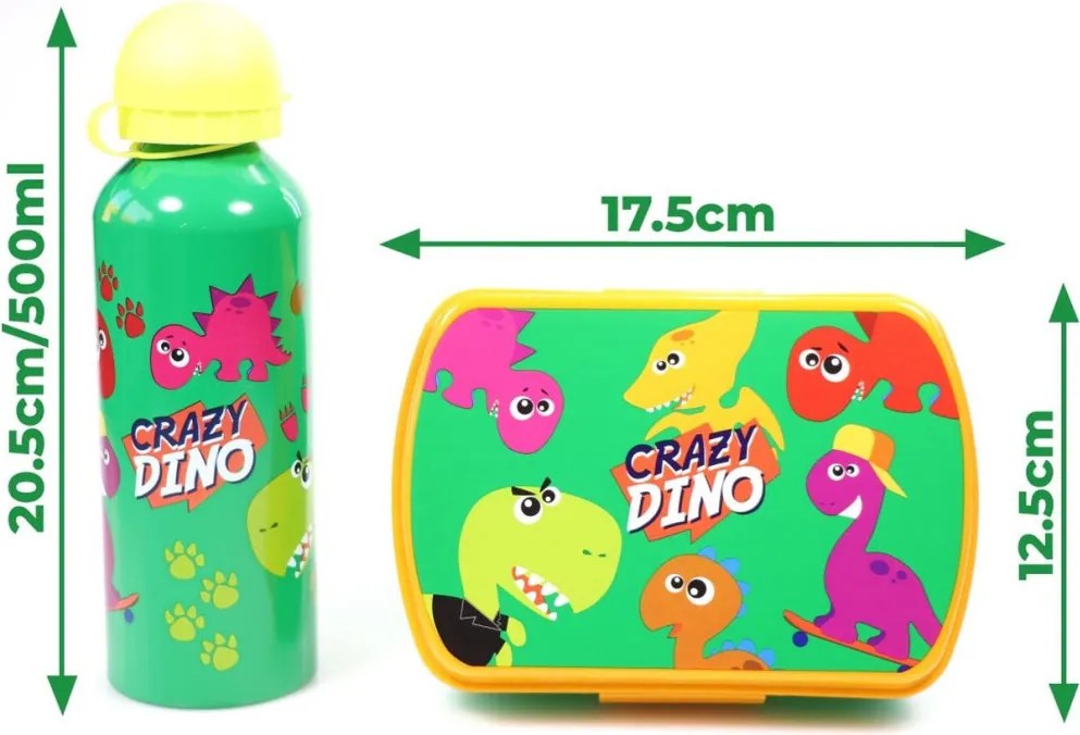 Dinoszaurusz Crazy szendvicsdoboz + alumínium kulacs szett
