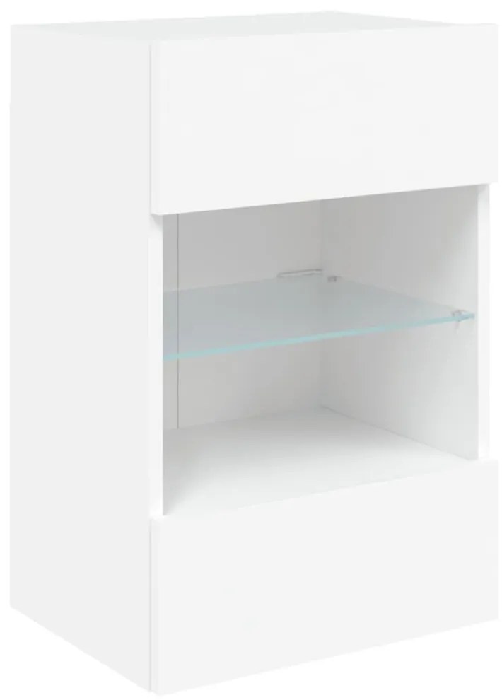 fehér falra szerelhető TV-szekrény LED-lámpákkal 40x30x60,5 cm