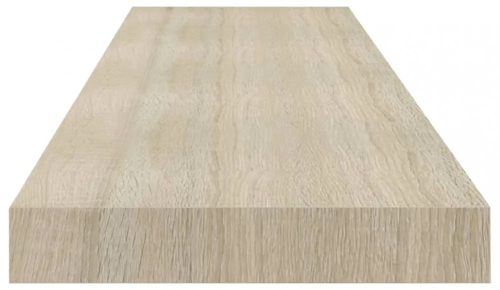 4 db tölgyszínű MDF lebegő fali polc 90 x 23,5 x 3,8 cm