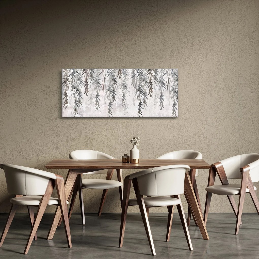 Kép - Fűzfa gallyak szürke vakolatban (120x50 cm)