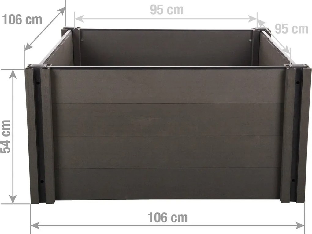 Emelt virágágyás G21 Crop 106 x 106 x 54, WPC,Eben, 54 cm
