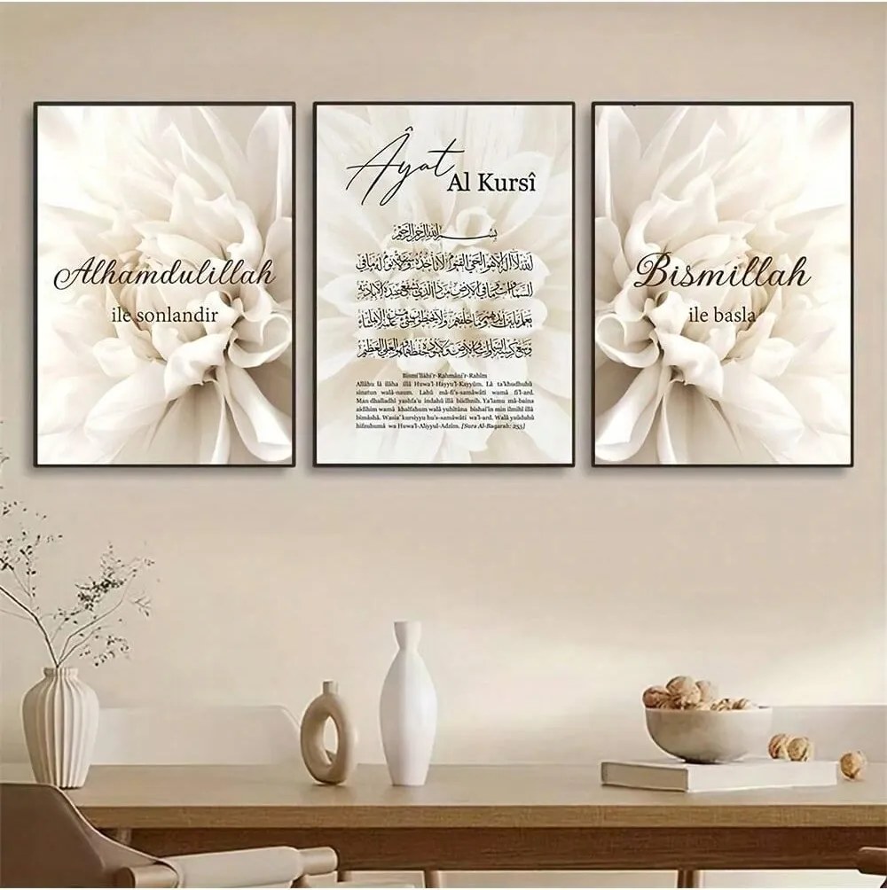 Bézs Klasszikus Poszter Szett 3 Db Felirat Virágmintás Shein 50X70