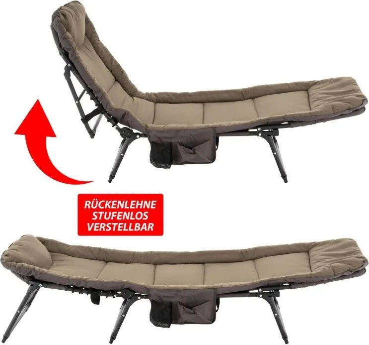 Kemping nyugágy párnával 175 x 65 cm khaki színű
