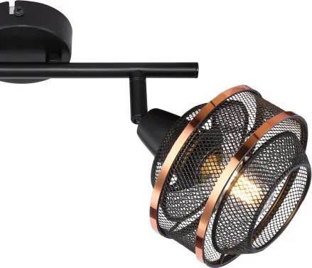 Globo 54020-2 Spotlámpa fém fekete-arany színben,fém drót búrával. HxSZxM: 275x120x215mm, 2xE14 40W 230V izzók nélkül