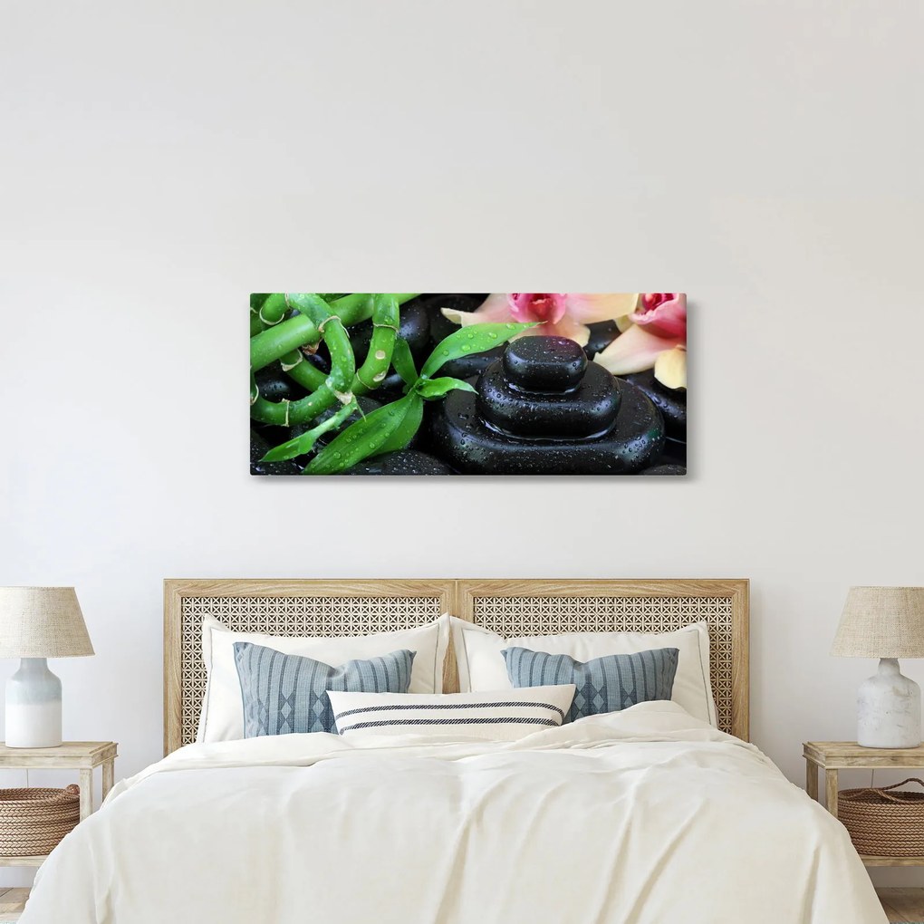 Kép - Kövek és orchideák (120x50 cm)