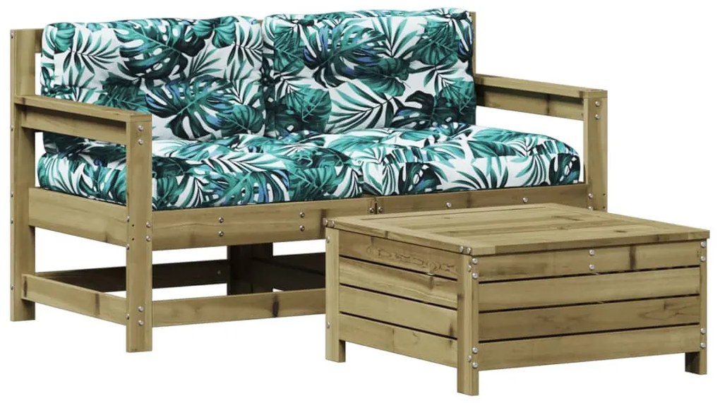 vidaXL 3 részes impregnált fenyőfa kerti ülőgarnitúra párnával