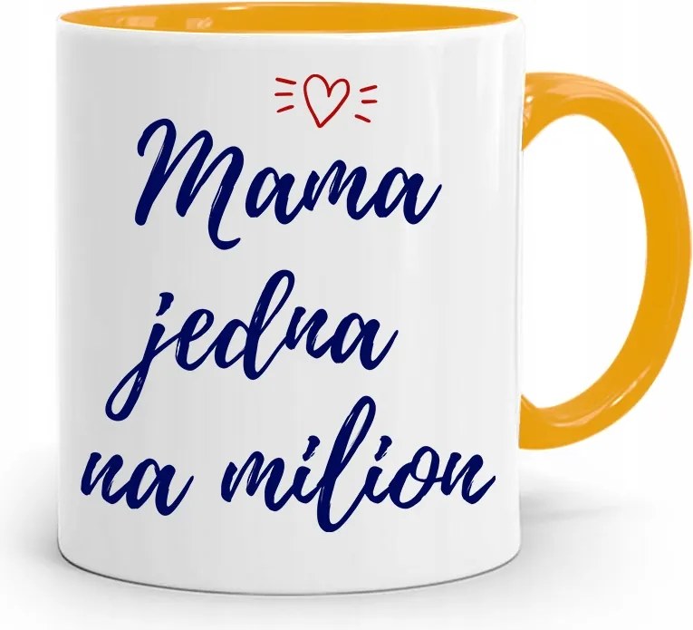 Sárga Bögre Ajándék Anyukáknak Egy A Millióból, fényképes nyomattal