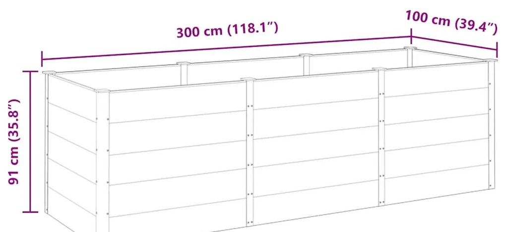 szürke WPC kerti magaságyás 300x100x91 cm