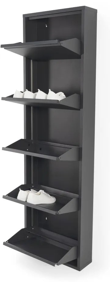 Fekete fém billenő ajtós cipőtartó 50x169x15 cm Billy – Spinder Design