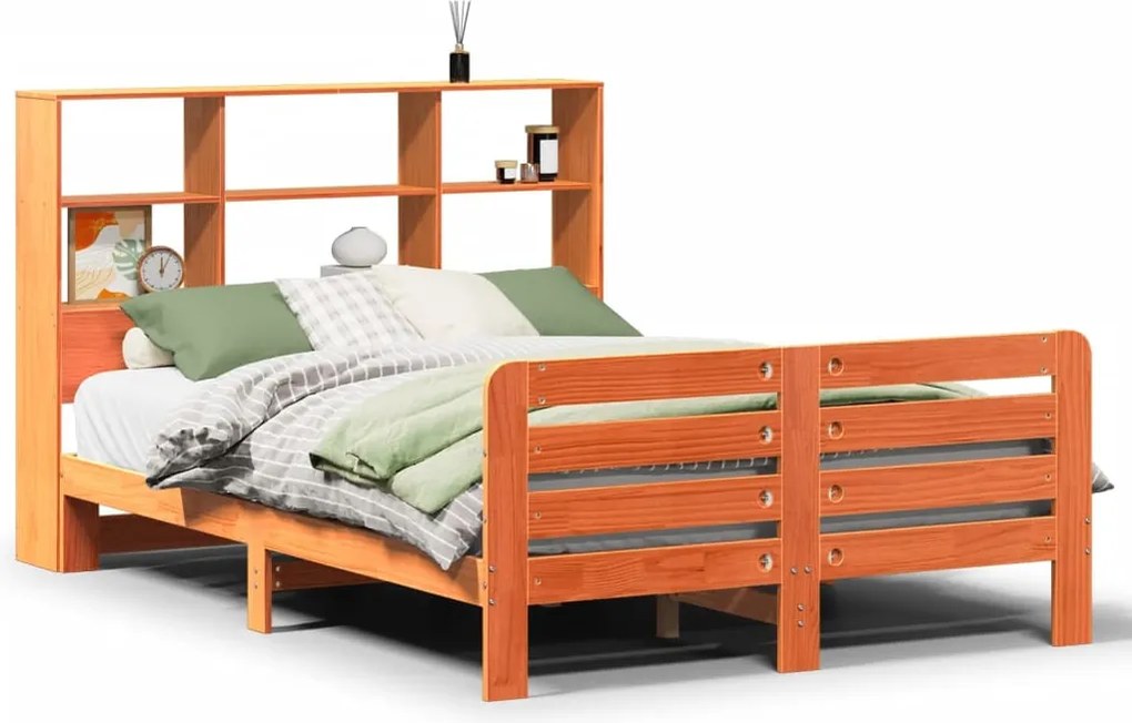 vidaXL viaszbarna tömör fenyőfa ágy matrac nélkül 160 x 200 cm