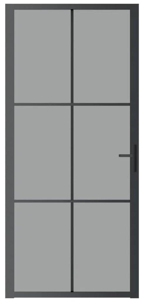 Fekete ESG üveg és alumínium beltéri ajtó 93 x 201,5 cm