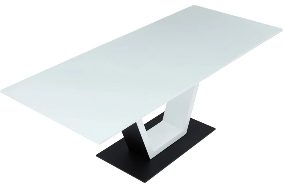 Kihúzható étkezőasztal 160+50x80x76,5, matt fehér, edzett üveg