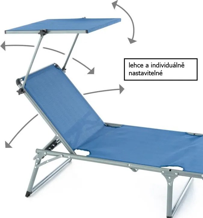 DIVERO Összecsukható kerti nyugágy tetővel XXL Kék