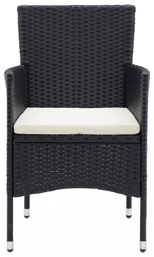 4 db fekete polyrattan kerti étkezőszék