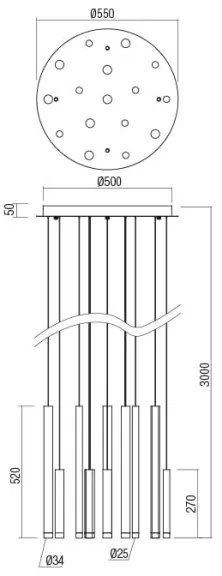 Redo 01-2060 - LED Csillár zsinóron MADISON 16xLED/4W/230V fekete