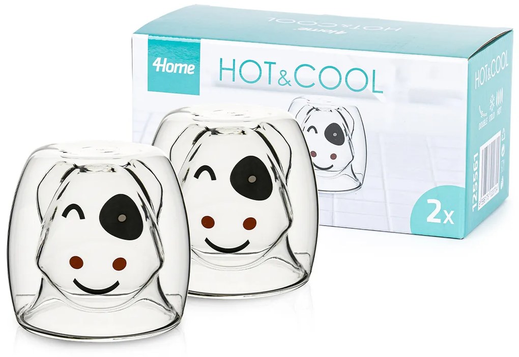 4Home Hot&Cool Happy Cow thermo pohár 210 ml, 2 db