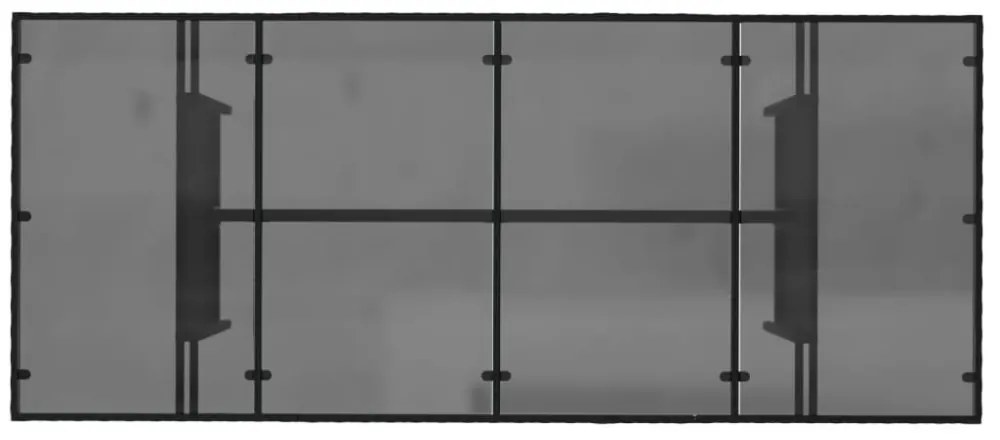fekete polyrattan üveglapos kerti asztal 190 x 80 x 75 cm