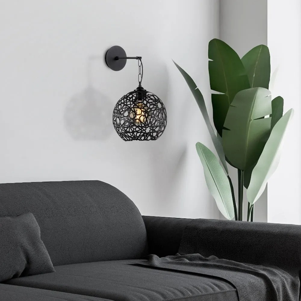 Fekete fali lámpa ø 25 cm Fellini – Opviq lights