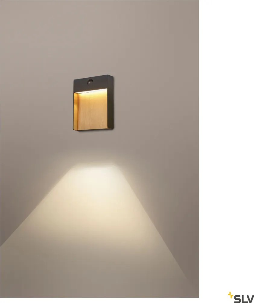SLV 1002955 FLATT Modern Kültéri Fali Lámpa Antracit, Barna LED IP54