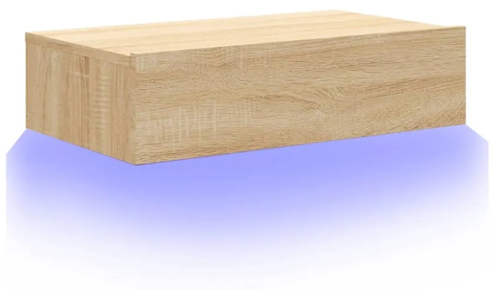 sonoma tölgyszínű TV-szekrény LED-lámpákkal 60x35x15,5 cm
