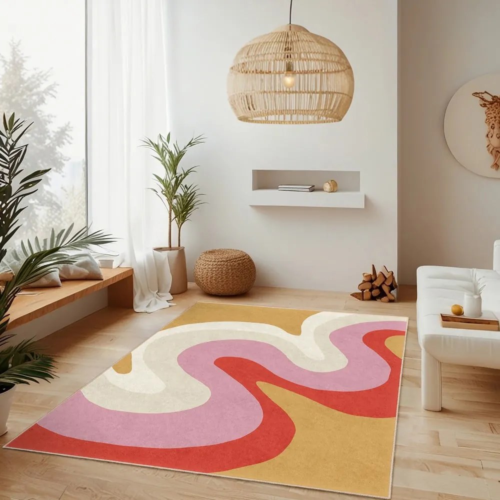 Sárga-rózsaszín mosható futószőnyeg 80x200 cm Raspberry Creamsicle – Mila Home