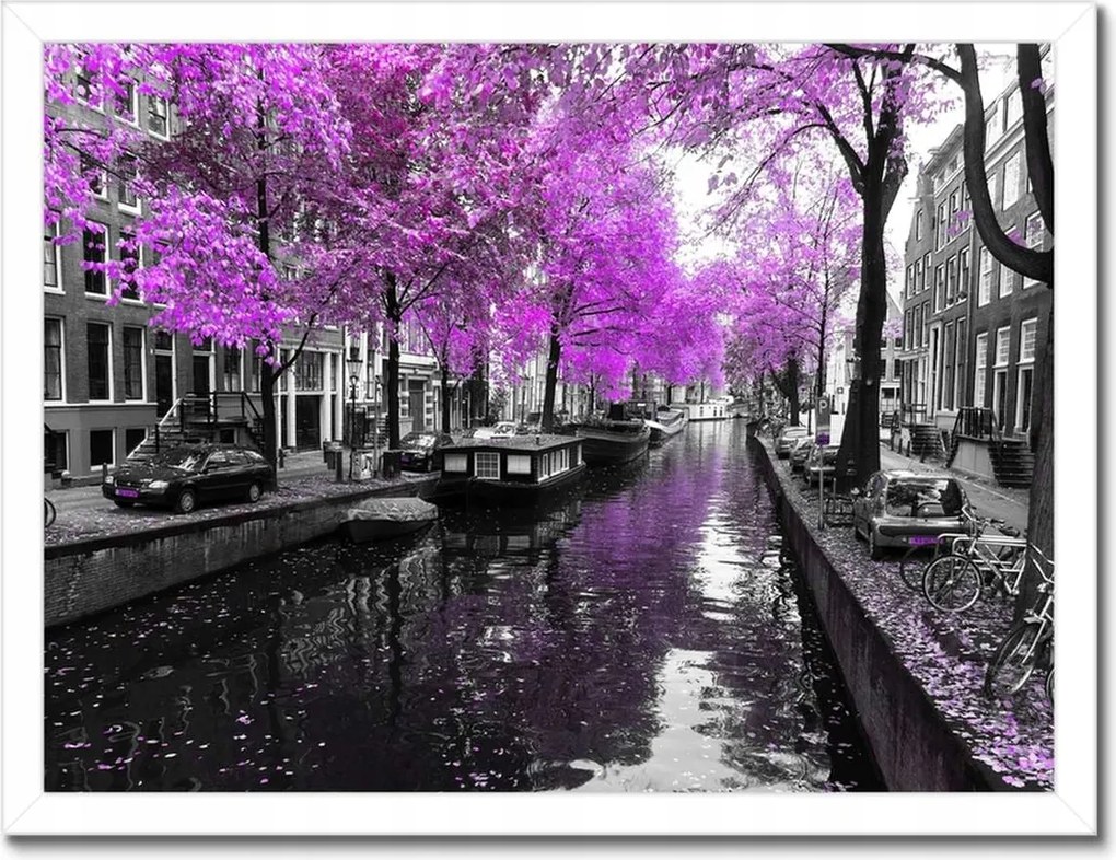 Poszterek keretben 40x30 Holland tájkép Folyó Amszterdamban
