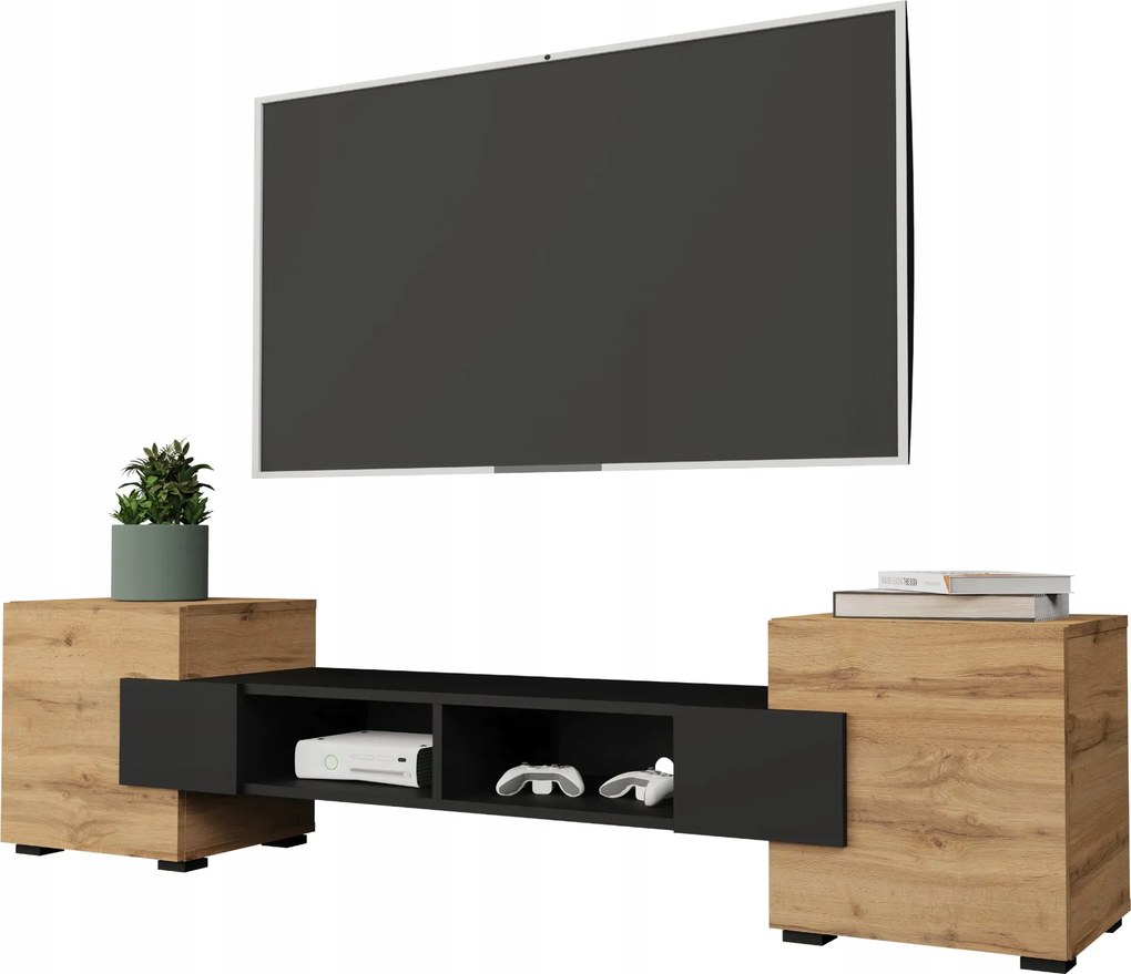 Komodee Rtv szekrény Torino Fekete tölgy Wotan Álló Függő Nappali