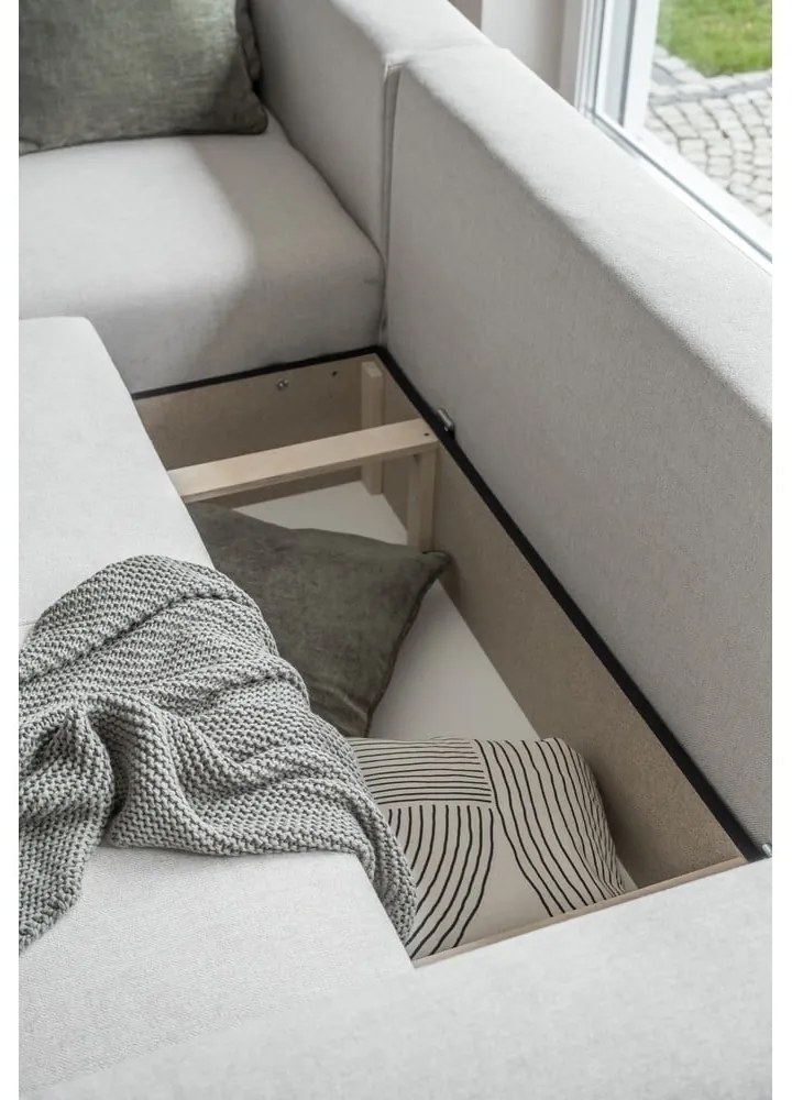 Krémszínű kinyitható sarokkanapé (variálható) Homely Tommy – Miuform