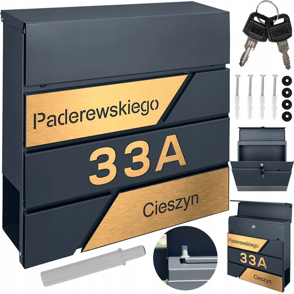 Modern Postaláda Arany Színű, Lézervágott Címmel