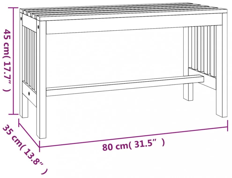 tömör eukaliptuszfa kerti pad 80 cm