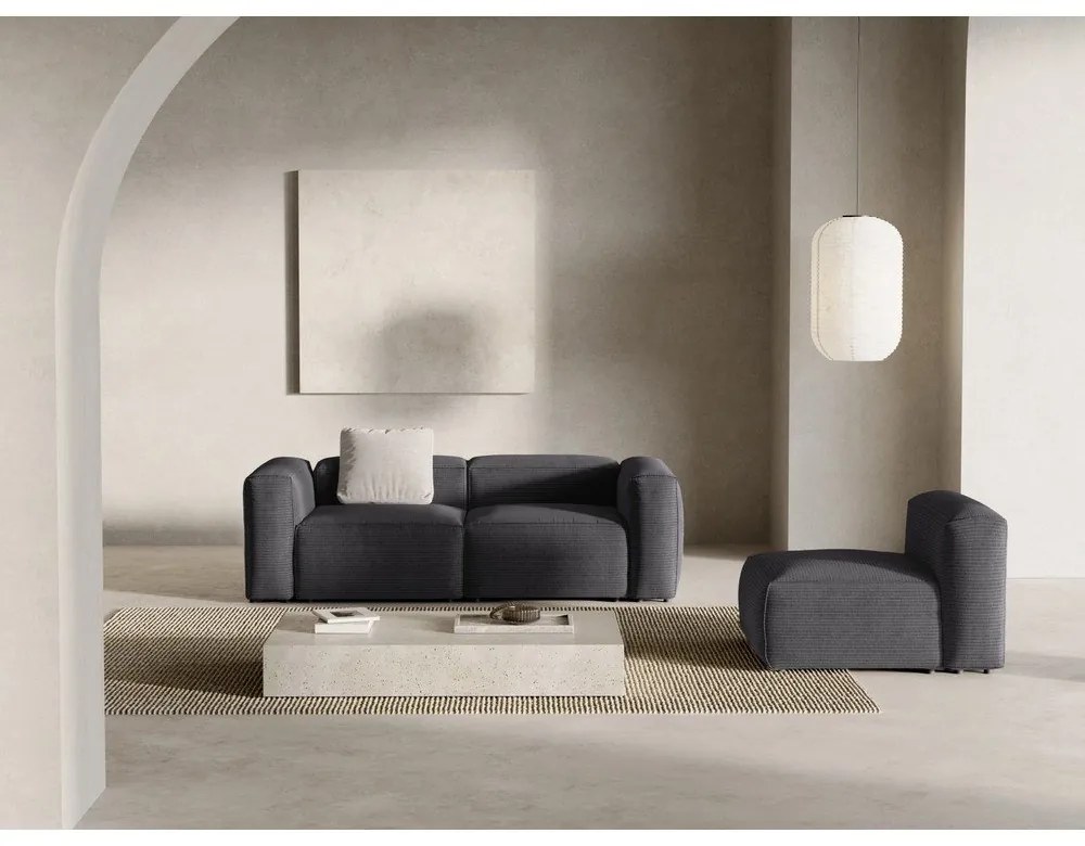 Sötétszürke kordbársony kanapé 224 cm Bergano – Cosmopolitan Design