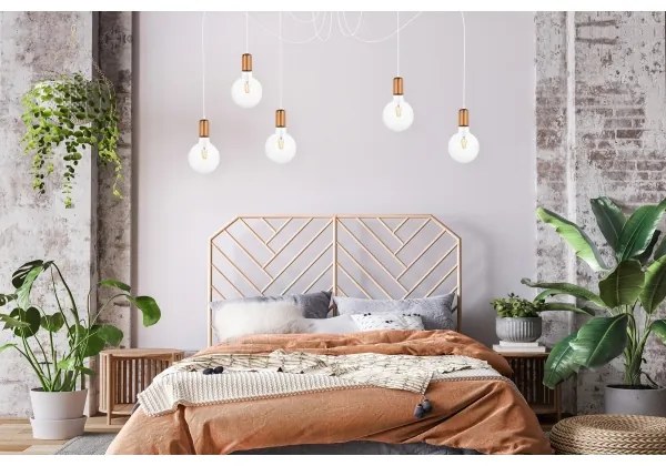 Csillár zsinóron MIROS 5xE27/60W/230V pók fehér/réz