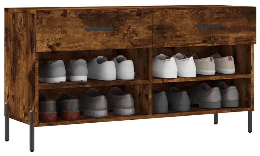 füstös tölgy színű szerelt fa cipőpolc 102x35x55 cm