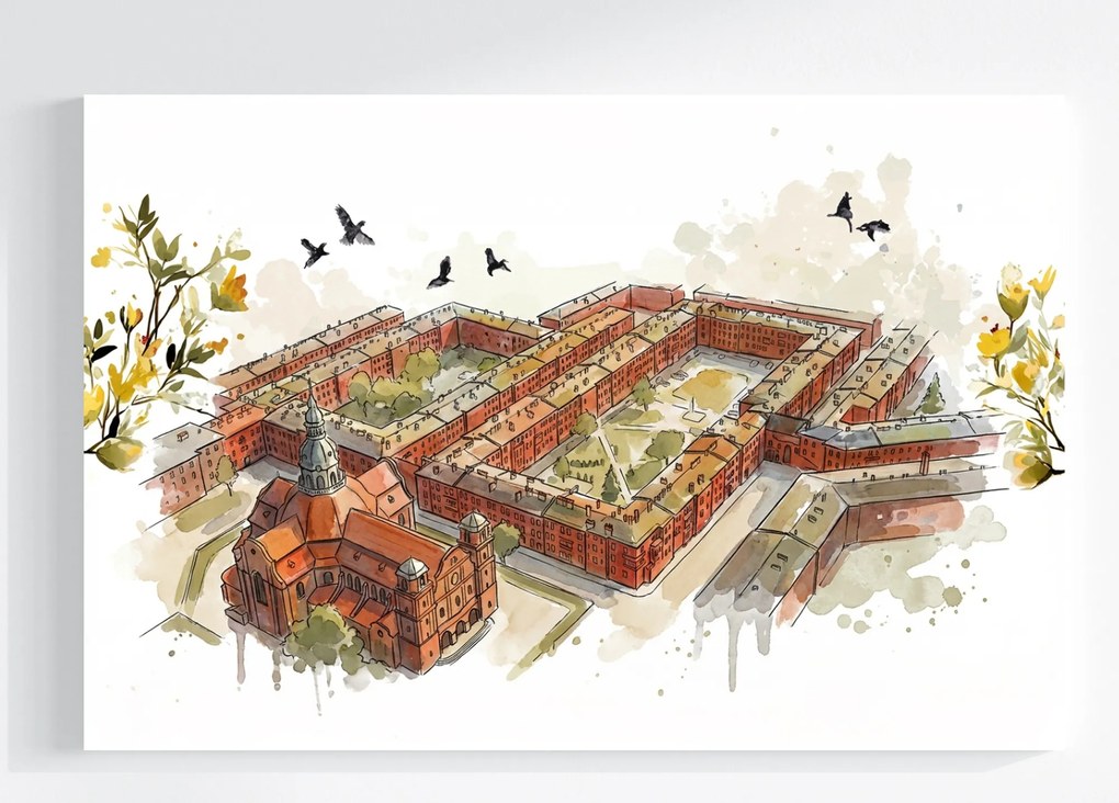 Vászonkép Canvas Város Katowice Nikiszowiec Műemlék Templom 60x40