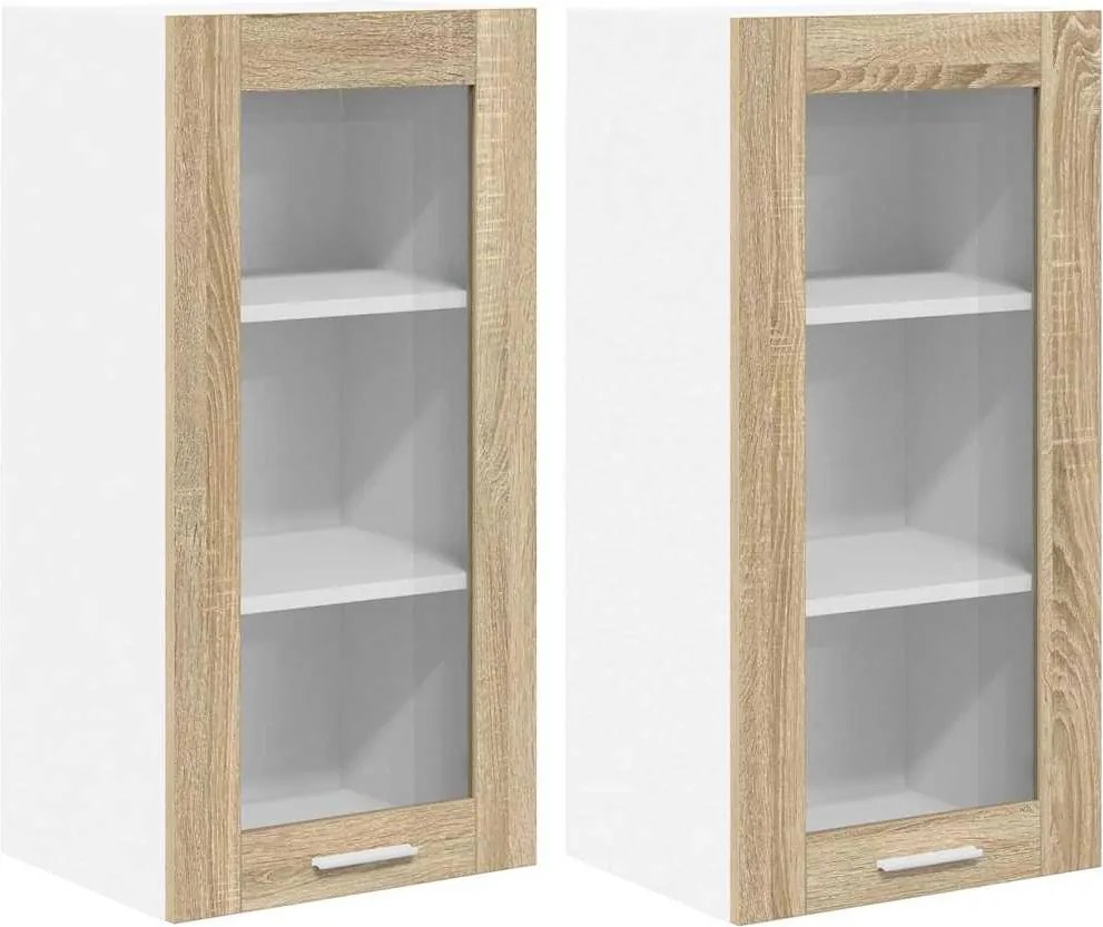 vidaXL Függő szekrény 2 pcs Sonoma tölgy 40 x 31 x 80 cm Faanyag