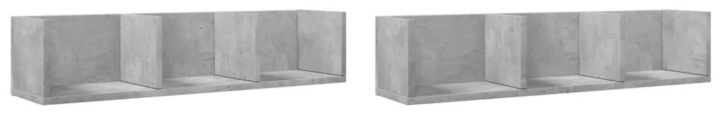 2 db betonszürke szerelt fa faliszekrény 75x18x16,5 cm