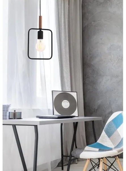 Csillár zsinóron FRAME 1xE27/60W/230V fekete