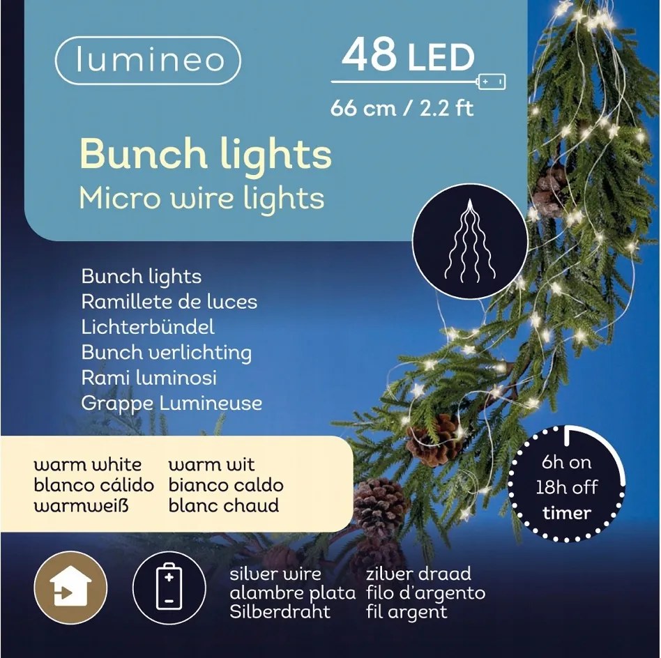 Zsinór Csillag micro 48 Led meleg fehér fénysugár